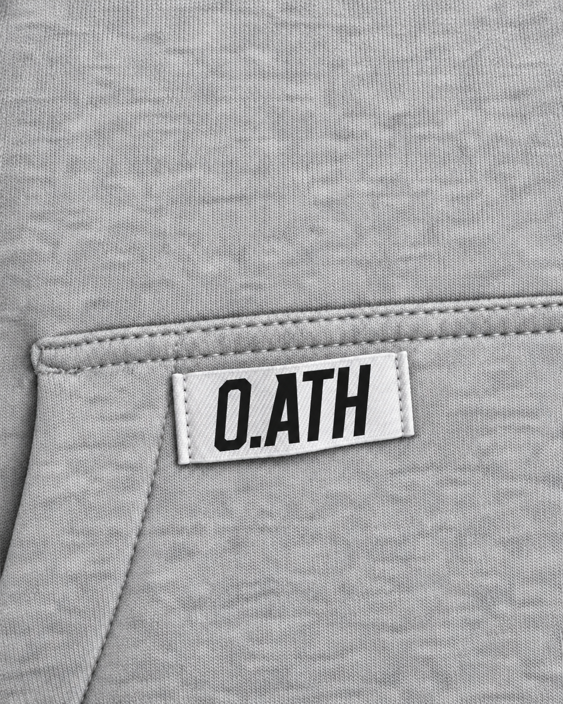 O.ATH Original Form hoodie in Heather Grey — woven label and pocket detail