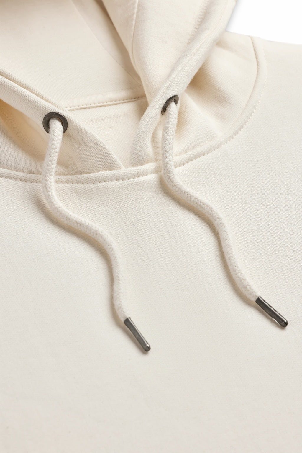 Natural O.ATH Original Form Hoodie hood with braided drawcord, metal grommets and metal tips
