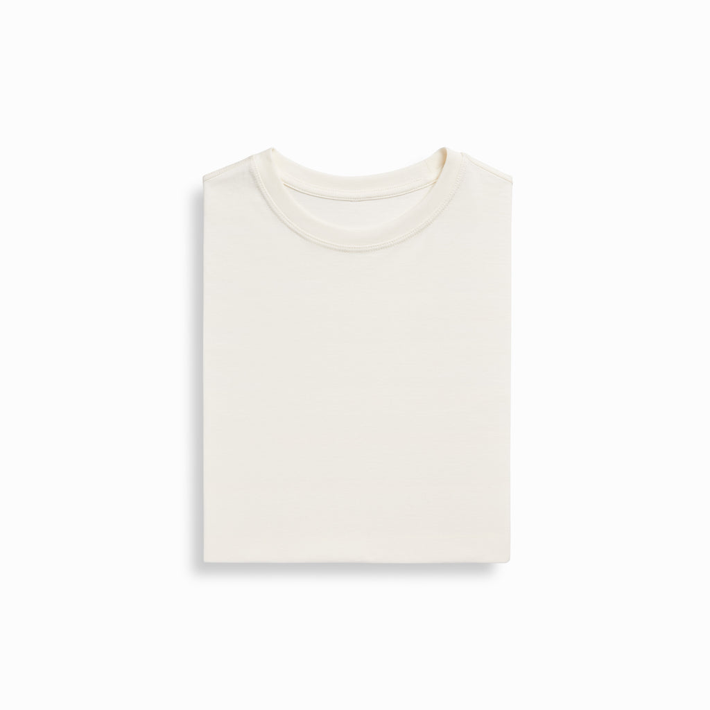 Natural O.ATH Original Form Supima Long Sleeve folded neckline and smooth jersey fabric finish